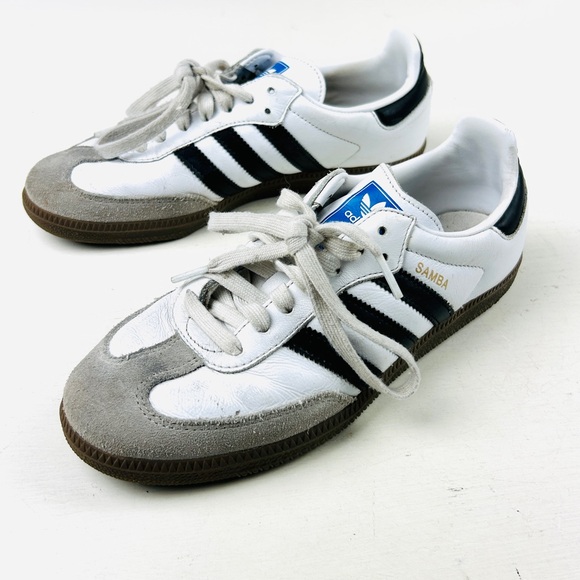Adidas Samba Classic Mens Size 6.5 White Black Leather Soccer Shoes main image 5